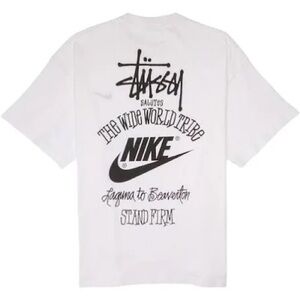 Stussy x Nike White Graphic Logo T-Shirt Worldwide Tribe L NWT